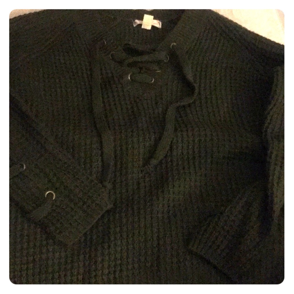 Lace up sweater
